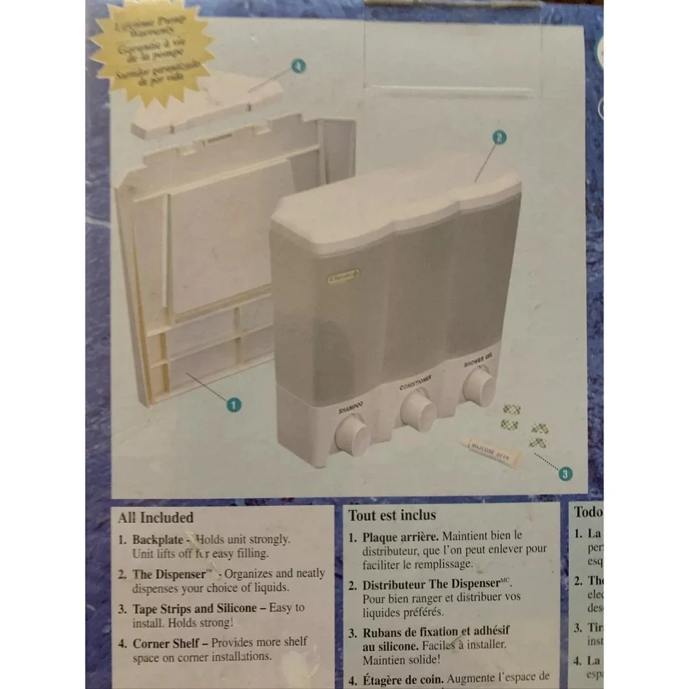 Shower Shampoo Soap Organizer The Dispenser Clear Choice 3-Section Bathroom Sink